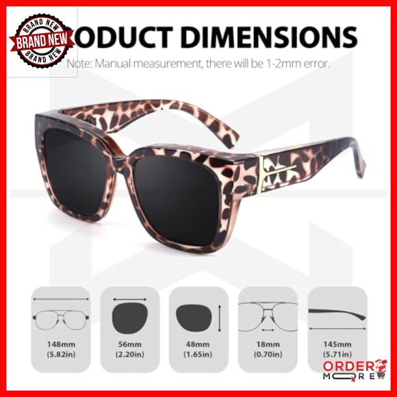Fit Over Glasses Sunglasses for Women, Polarized UV400 Protection, 2 Pack main image 4